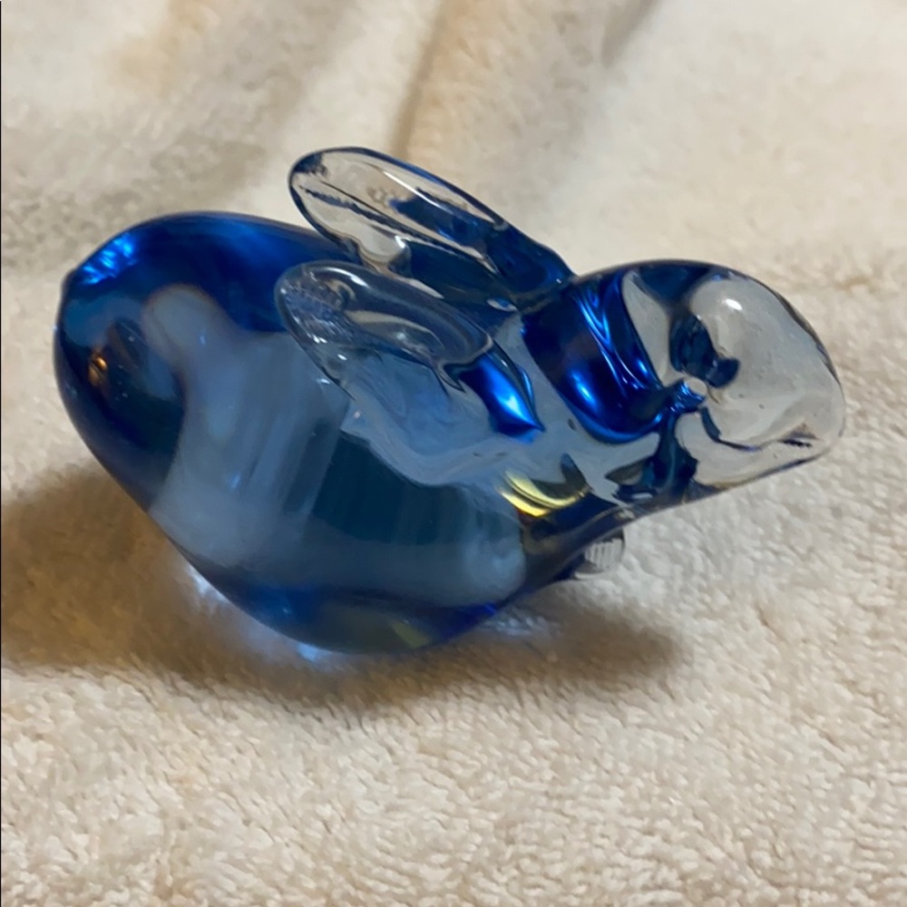 Free form blue art glass bunny rabbit
